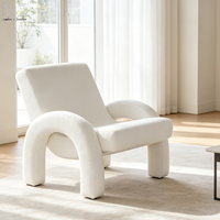 Fauteuil d'appoint de loisirs en tissu velours, design nordique Boucle, avec accoudoirs blancs, dernière collection