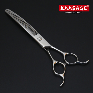 Kéo cắt tỉa chó bằng thép không gỉ cong 7 inch JP440c, kéo cắt tỉa cong 3D gradient cho thú cưng với hiệu ứng cắt tự nhiên - Product Image 2