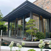Moderna Casa de Cristal Prefabricada con Estructura de Aluminio y Doble Vidrio Templado Low-E, Alto Aislamiento Térmico, Extensión para Exteriores