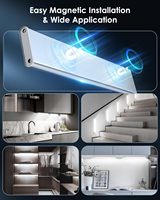 Lumière LED moderne à piles avec détecteur de mouvement pour placard, éclairage de meuble de cuisine, bande LED 5V en profilé aluminium pour armoire