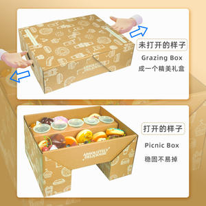 Kotak Sushi Lipat untuk Piknik Luar Ruangan, Kotak Makan Sekali Pakai untuk Hidangan Penutup, Kotak Camilan untuk Dibawa Pulang dengan Pembagi - Product Image 2