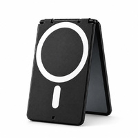 Porte-cartes magnétique transparent pliable personnalisé noir avec support adhésif pour carte d'identité professionnelle et utilisation sur bureau