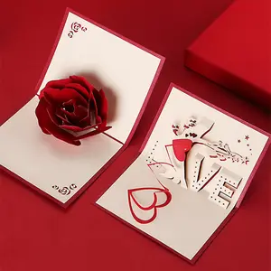 Düğün doğum günü davetiyeleri kartları sevgililer günü yıldönümü aşk kartpostal 3d Pop Up tebrik kartları