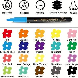 Marcadores de Tela Personalizados con 20 Colores, Punta Fina, Permanentes, de Secado Rápido y Resistentes a la Decoloración, <span class=keywords><strong>para</strong></span> Camisetas y <span class=keywords><strong>Ropa</strong></span> - Product Image 2