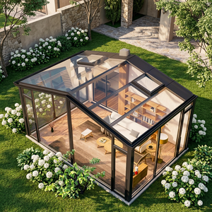 Véranda en verre moderne en alliage d'aluminium à double vitrage trempé avec toit incliné pour villa - Product Image 2