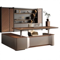 Bureau de direction intelligent à hauteur réglable, design minimaliste et moderne, luxe léger, bureau de président, bureau de directeur en L, grande table, livraison porte-à-porte