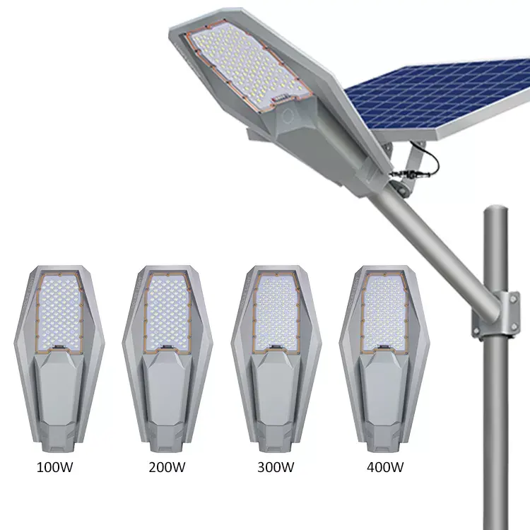 High power Outdoor split panel solar energy streetlight Aluminum 100w 200w 300w 400w All In One Integrated Solar Street Light