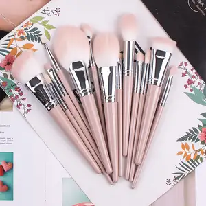 Ready To Ship 13pcs Manufactures Pink Colorful Custom Laser Logo Lash Powder Brush Makeup Brush Small Kit Set In Bulk Suppliers