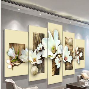 Impresión Digital de Flores Originales de 5 Piezas, Impresión Artística en Lienzo de Pintura al Óleo de 6 Colores, Decoración de Pared para Sala de Estar Interior - Product Image 5