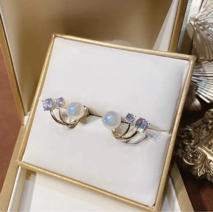 2023 New Korean Light Luxury Imitation Pearl Flower Pendant Earrings For Women Fashion Crystal Elegant Jewelry Party Gifts