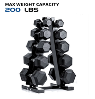 Support de fitness pour haltères, arbre vertical en acier et métal avec logo personnalisé, support de rangement hexagonal large pour haltères