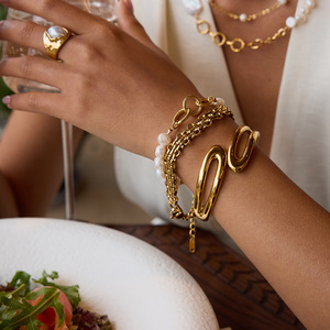 Pulsera de Perlas de Imitación con Cadena Dorada, Joyería para Mujer, Regalo, Origen Yiwu - Product Image 4