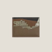 Porte-cartes minimaliste en cuir de vachette Togo ultra fin, format court