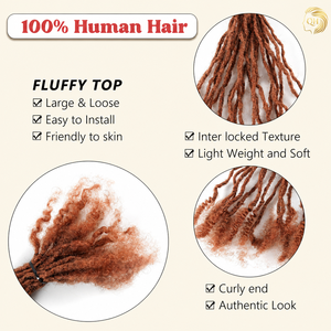 Cheveux humains 100% Remy 350&30 #   Extensions de dreadlocks afro crépues en vrac, type Sister Locks, 0,3 cm, 4-24 pouces, douces, pour tresses au crochet - Product Image 6