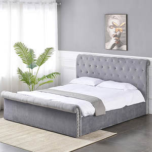 New Modern Design Home Furniture Big Sleigh Velvet Bed <strong>Cama</strong> <strong>De</strong> Casal king Bed Frame - Product Image 3