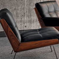 Fauteuil Lounge Nordique de Designer, Canapé d'Appoint Exécutif en Cuir Microfibre Rembourré de Duvet d'Oie pour Projet de Bureau de Luxe, Hôtel, Villa