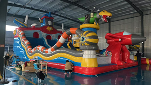 บ้านไดโนเสาร์เป่าลมบ้านเด้ง-ที-เร็กซ์ & สเตโกซอรัส Design-0.55mm พีวีซี-แทรมโพลีนพาร์คใช้ในโรงเรียนเพื่อการศึกษาเชิงพาณิชย์กลางแจ้ง - Product Image 5