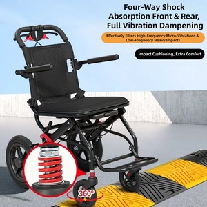 Sedia a Rotelle Pieghevole Portatile per Anziani, Leggera, Ausilio per la Mobilità da Viaggio, Design con Freno a Mano, Carrello Compatto per Anziani - Product Image 1