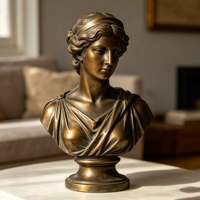 Buste de déesse grecque antique en bronze pour intérieur, sculpture métallique de personnage féminin occidental, décoration de luxe pour hall de musée