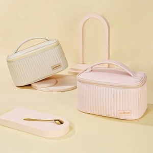 Bolsas de Maquillaje de Cuero PU para Mujer, Neceser de Viaje, Estuche Bonito y Portátil, Organizador de Maquillaje de Color Sólido, Bolsa de Cosméticos - Product Image 2