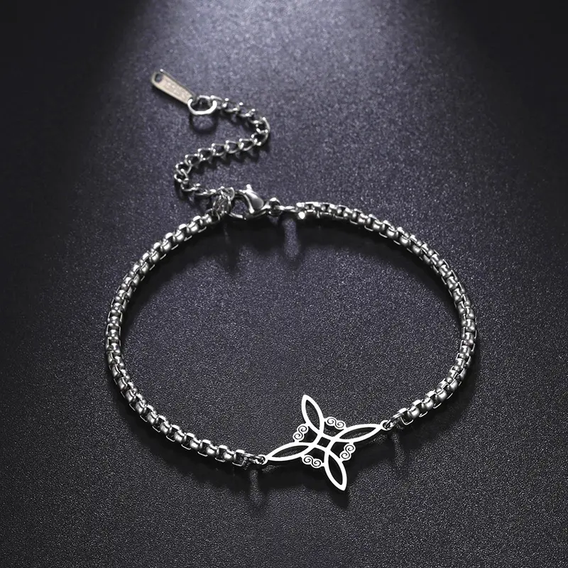 Classique irlandais celtique noeud bracelet à breloques en acier inoxydable sorcière noeud boîte chaîne Bracelets pour femmes hommes