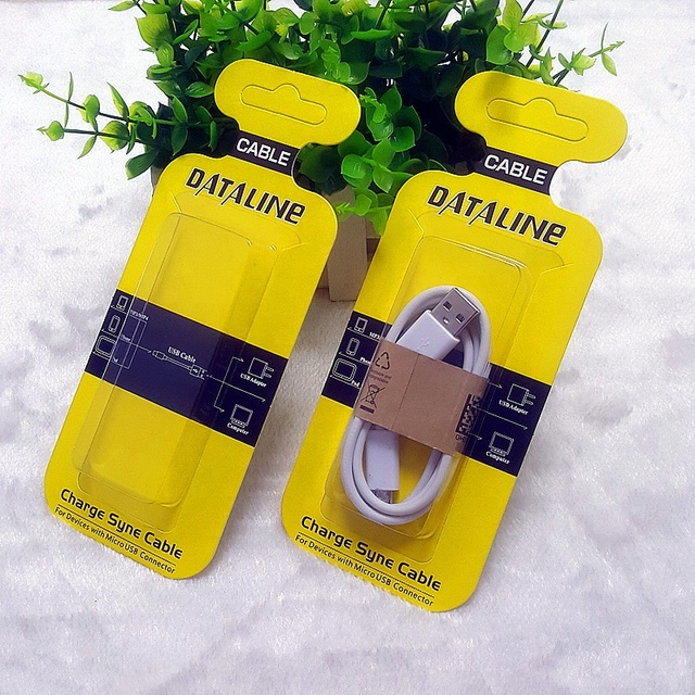 Wholesale Custom Printing USB Cable Packaging Box With Plastic Tray and Hook Hanger