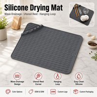 Tapis de séchage rapide en silicone de qualité alimentaire résistant à la chaleur porte-pot ustensiles multiples évier tapis de séchage de la vaisselle avec repose-cuillère