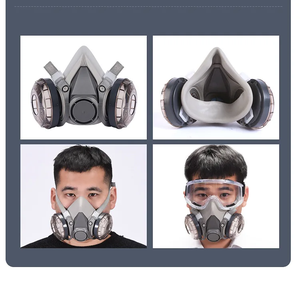 Masque à gaz demi-visage réutilisable en caoutchouc 6200, lavable, respirant, anti-poussière, pour l'exploitation minière, le broyage, la construction et l'usage industriel - Product Image 6