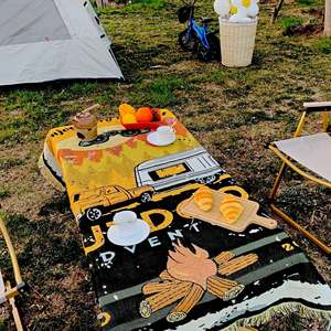 Todas las estaciones a prueba <span class=keywords><strong>de</strong></span> humedad tejido Jacquard <span class=keywords><strong>tapiz</strong></span> coche Camping al aire libre Picnic manta alfombra con borlas - Product Image 3