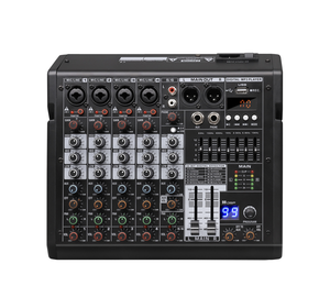 Mezclador de consola de sonido pequeño de <span class=keywords><strong>4</strong></span>/6/8CH, consola mezcladora de sonido portátil de Audio Digital profesional con tarjeta de sonido, grabación USB - Product Image 1