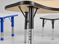Bureau d'étudiant moderne réglable, écologique et durable, avec cadre en métal et bois coloré, mobilier scolaire, table de lecture pour salon et bureau