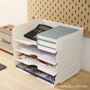 Office <b>Organizer</b> A4 Paper Storage Drawer Style White Transparent Standing Type For Desk <b>File</b> Rack Student Use - Product Image 2