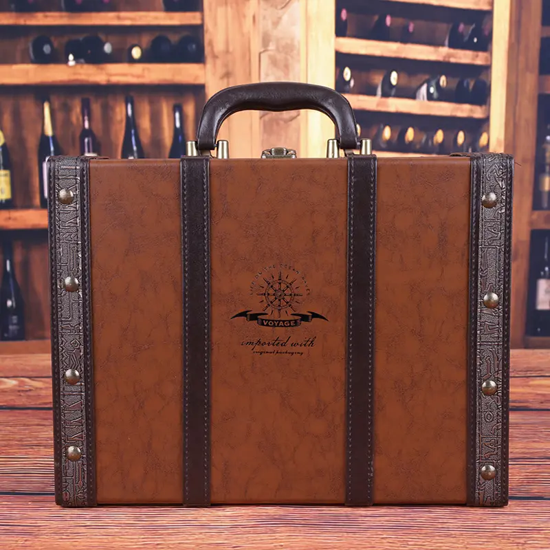 Customize packaging luxury PU leather gift wine box