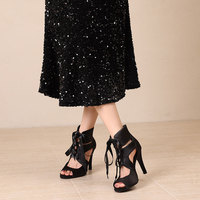 Bottes de danse à talons hauts en satin rouge blush de haute qualité pour femmes, chaussures de danse latine