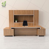 Bureau de direction ergonomique iULTRA Premium extra large avec étagère et panneau frontal pour les tâches administratives et professionnelles