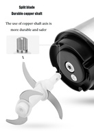 Mini hachoir électrique portable en acier inoxydable pour ail, oignon, légumes, 500W, haute efficacité, hachoir à viande