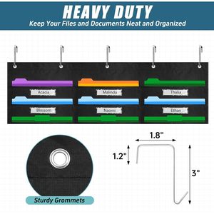 Foldable File <b>Storage</b> Pocket Chart 30 Pockets <b>Hanging</b> <b>Wall</b> Organizer Classroom Office Non Woven Fabric Stainless Steel Hooks - Product Image 3