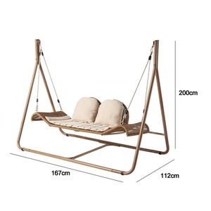 Muebles de ratán Jardín Loveseat Madera Pintada Doble Columpio - Product Image 1