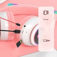 Casque audio LED à oreilles de chat, best-seller, BT5.0, réduction de bruit, pour adultes, enfants, filles, avec micro, carte TF, radio FM
