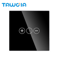 Interrupteur variateur intelligent WiFi 1 gang, 3 boutons tactiles, 1 voie, verre noir, interrupteur intelligent WiFi, interrupteur WiFi Tuya