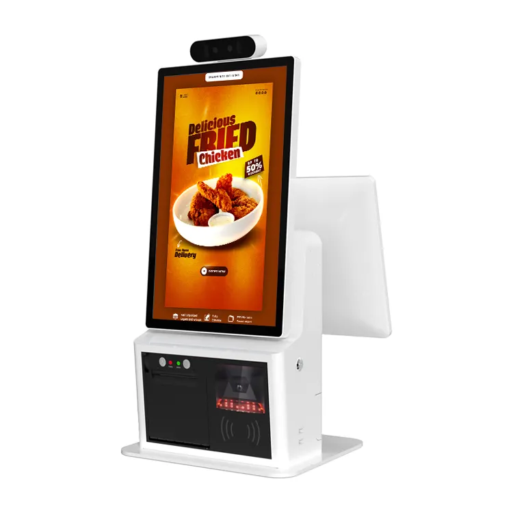 Quiosque de máquina de checkout com tela sensível ao toque para restaurantes e restaurantes, sistema de pagamento com impressora de recibos e autoatendimento, com tela sensível ao toque para Windows/Android