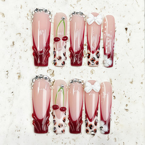 <span class=keywords><strong>Uñas</strong></span> Acrílicas de Lujo Personalizadas, Diseño 3D de Labios Sexys, <span class=keywords><strong>Uñas</strong></span> Artificiales Largas y Cuadradas, Color Rosa - Product Image 3