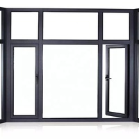 Venta al por mayor de aluminio de doble capa de vidrio templado ventana de aluminio de empuje abierto de mano de rango ventanas abatibles