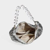 Sac Hobo de Luxe Designer à Paillettes pour Femme, Sac à Main Noir Scintillant en Forme de Croissant avec Poignée Perles de Cristal, Sac à Bandoulière et Sac Croisé