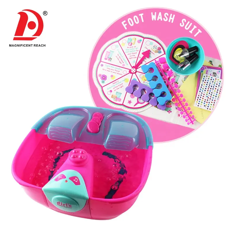 HUADA 2023 Pretend Play Foot Spa Basin Salon Beauty Fashion Set Creative Nail Polish Art Girls Toy For Kids