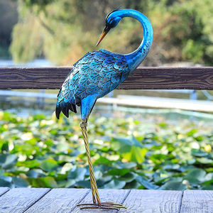 Oniya Metall-Vögel <span class=keywords><strong>Juno</strong></span> Gartenkunst Outdoor Pfau Rasen Terrassen-Deko Kranich Gartenfigur Blauer Reiher Dekofigur Mit Solarlicht - Product Image 6