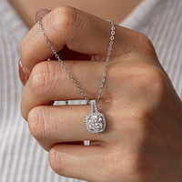 Collier pendentif halo minimaliste en argent sterling 925 avec moissanite, or blanc, délicat, à porter au quotidien, pour elle