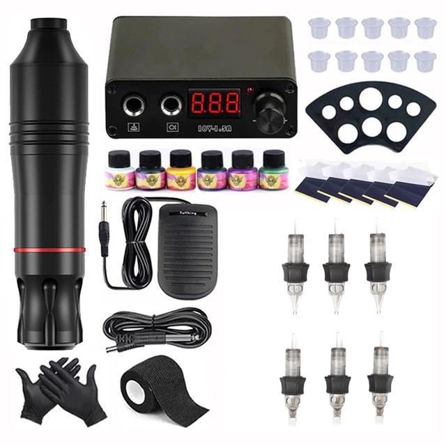 Тату-машинка наборы Ротари Машина татуировки набор с картриджи ИГЛЫ Перманентный макияж набор для макияжа