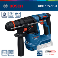 Marteau perforateur sans fil Bosch GBH 18V-18X, moteur sans balais 18V, mandrin ONECHUCK 18 mm, perçage du béton, puissance d'impact 1,5 J, outil électrique