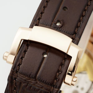 Reloj mecánico de oro rosa para hombre, correa de cuero de cocodrilo marrón, bisel octogonal, esfera blanca a rayas, indicador de fecha, reloj de pulsera de lujo - Product Image 5